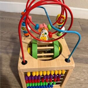 Vibrant Wooden Activity Cube with Bead Maze